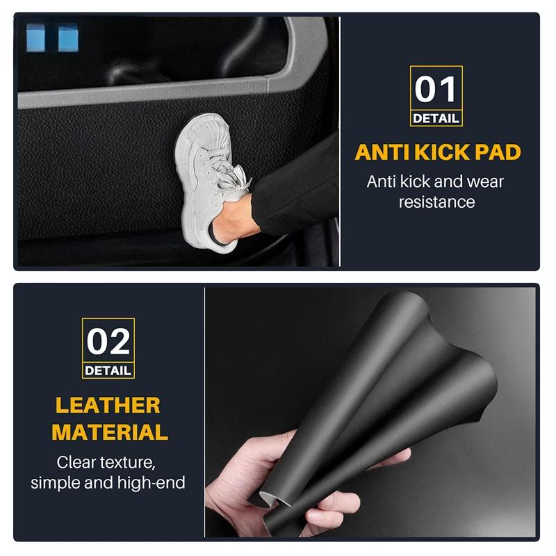 Door Anti-Kick Pad For Ford F-150 2021 2022 2023 2024 2025 LHD RHD Car Leather Carbon Mat Trim Accessories.