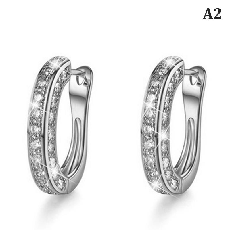 

1Pair Rhinestone Alloy Ear Clip Earrings With Full Diamonds On Three Sides Light Luxury Ear Stud For Women Jewelry срібний