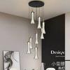 Modern Black Staircase Chandelier LED Duplex Living Room Villa Loft Dining Hall Crystal Home Decoration Lighting Chandelier