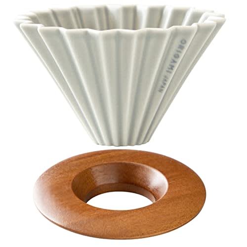 Set: ORIGAMI Matte Gray Small Dripper (for 1-2 people) + Wooden Dripperholder