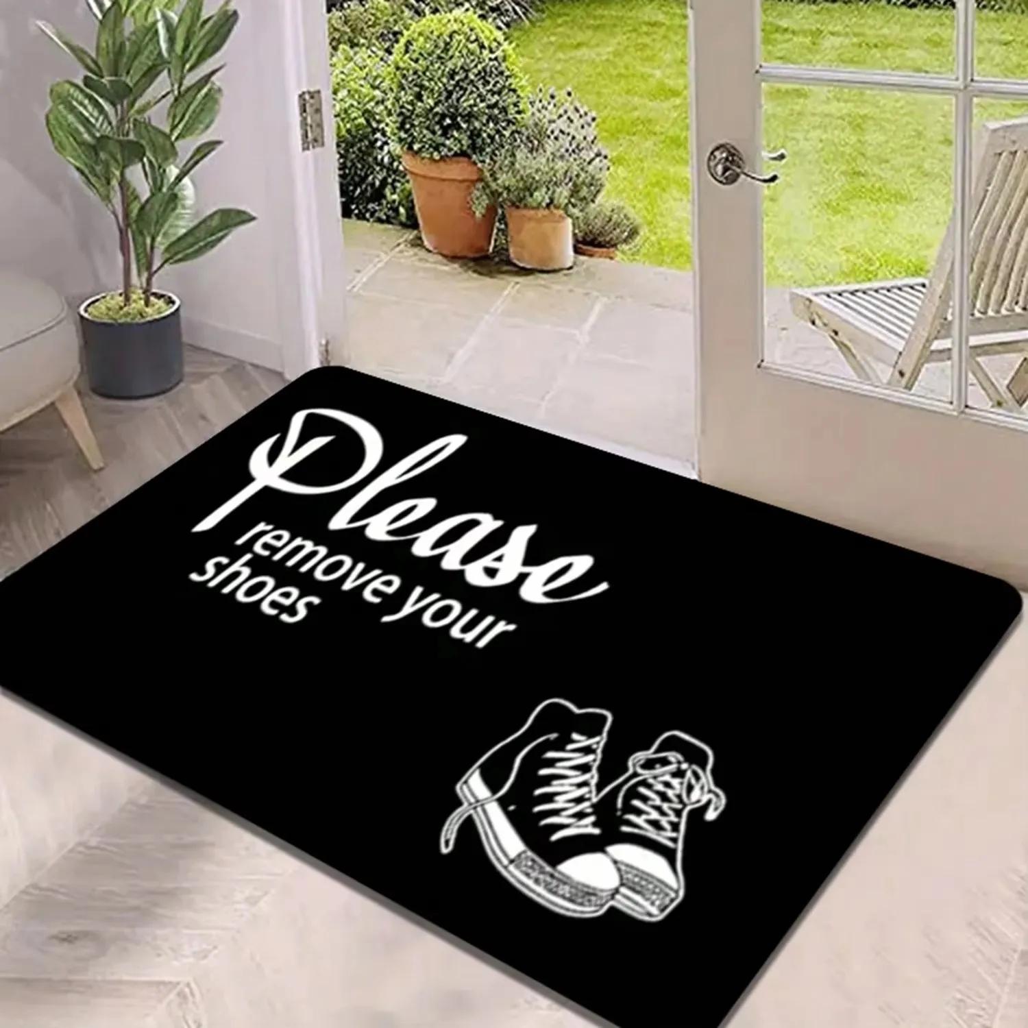 

Welcome Carpet Please Take Off Your Shoes Pattern Living Room Mat Anti Slip Bedroom Decoration Carpet Floor Rug 40X60CM