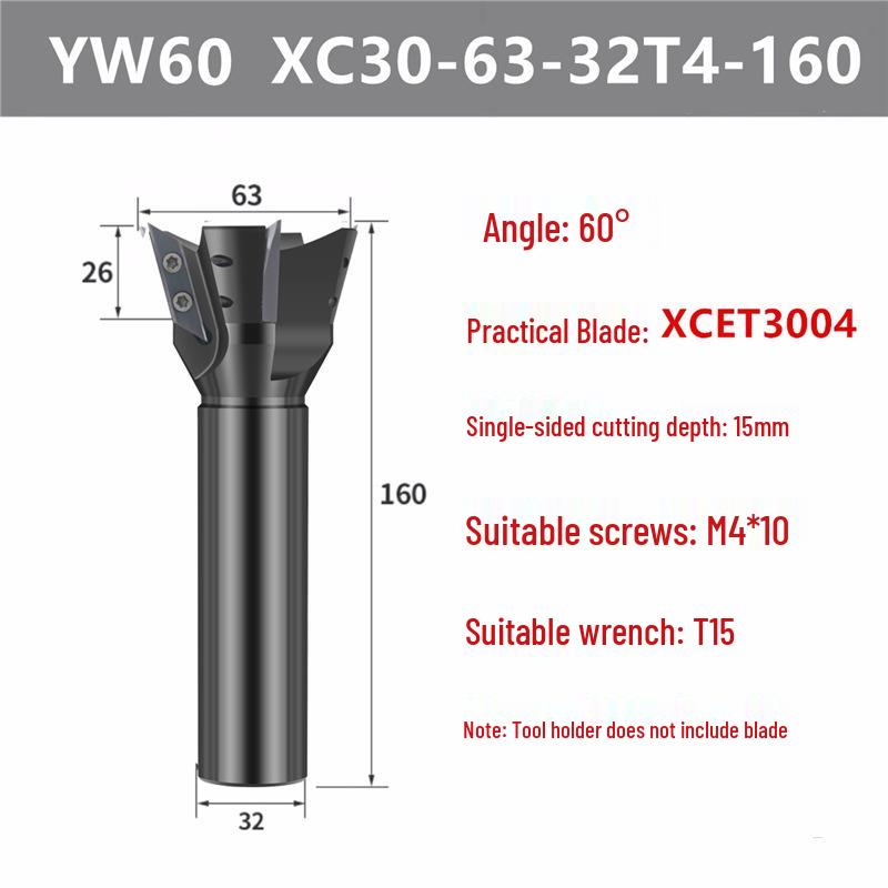 Long-Edge Dovetail Cutter Holder for XCET3004 Milling: 55°, 60°, 75° V-Groove & Disc Bottom Cleaning