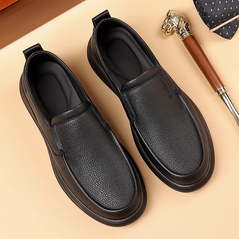 High Quality Business Leather Shoes Summer Casual Male Brown Loafers Moccasin Elegant Dress Luxury Driving Shoe Slip On Flats