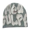 Hot Sell Customized  Adult Fashion Printing Soft Winter Hat Knitted With Letters for Men and Women