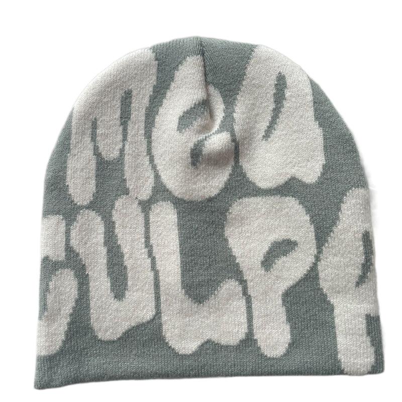 Hot Sell Customized  Adult Fashion Printing Soft Winter Hat Knitted With Letters for Men and Women