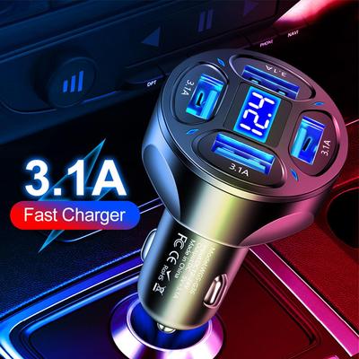 Car Charger 4Ports USB Car Charger Adapter Car Accessories Fast Charger