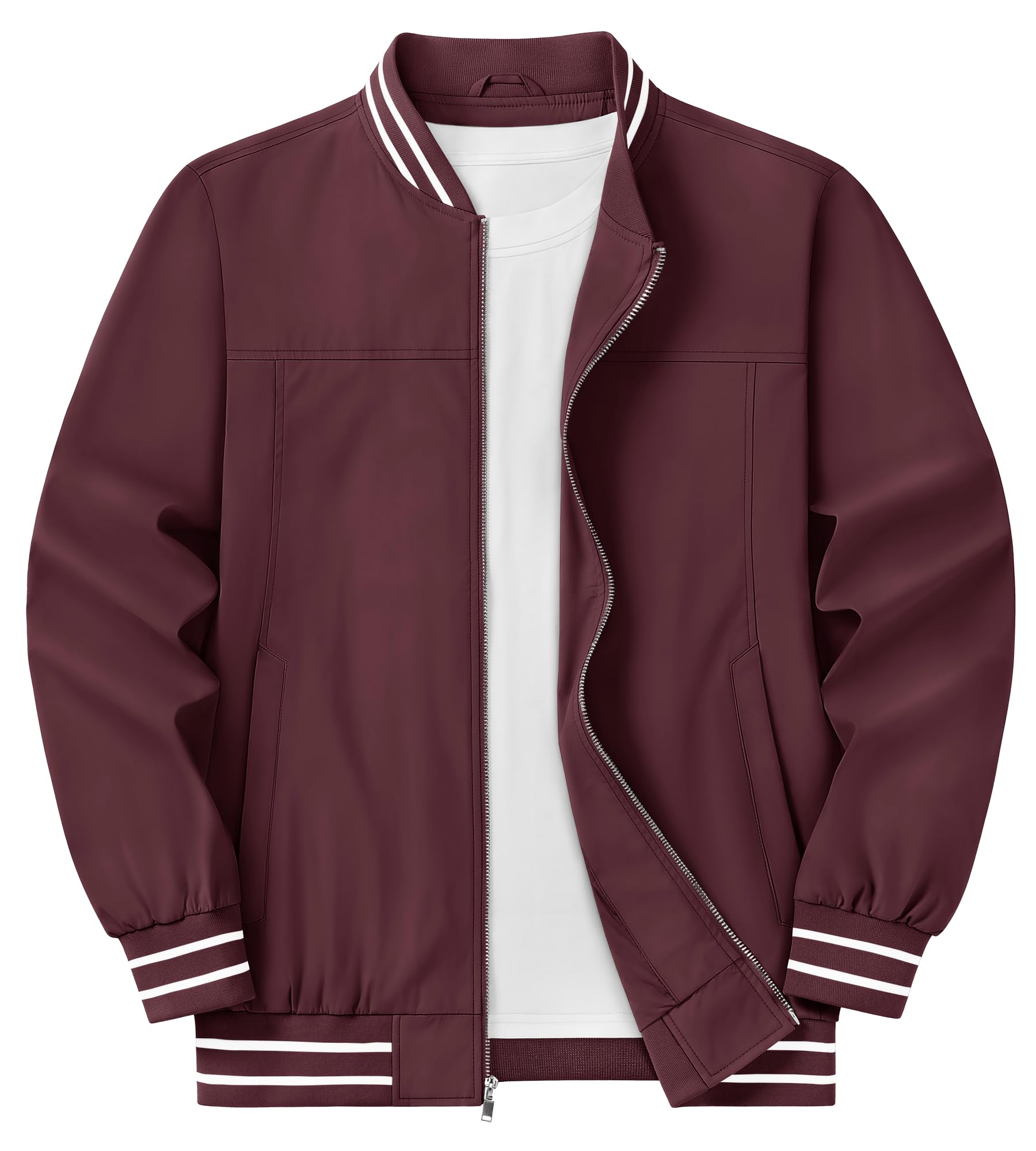 

KEFITEVD Autumn Lightweight Stadium Solid Bomber Outdoor Wine Size 3XL Men s Outerwear, Jacket, Red, Color, Jumper, Hiking, Golf, Jacket, Jacket,