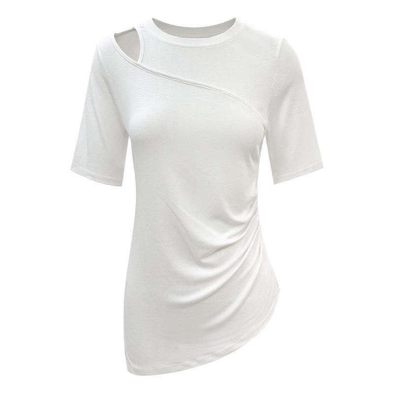 

Женский топ для йоги с короткими рукавами и открытыми плечами Lulu - Высокоэластичный плиссированный дизайн, идеально подходит для летнего фитнеса S