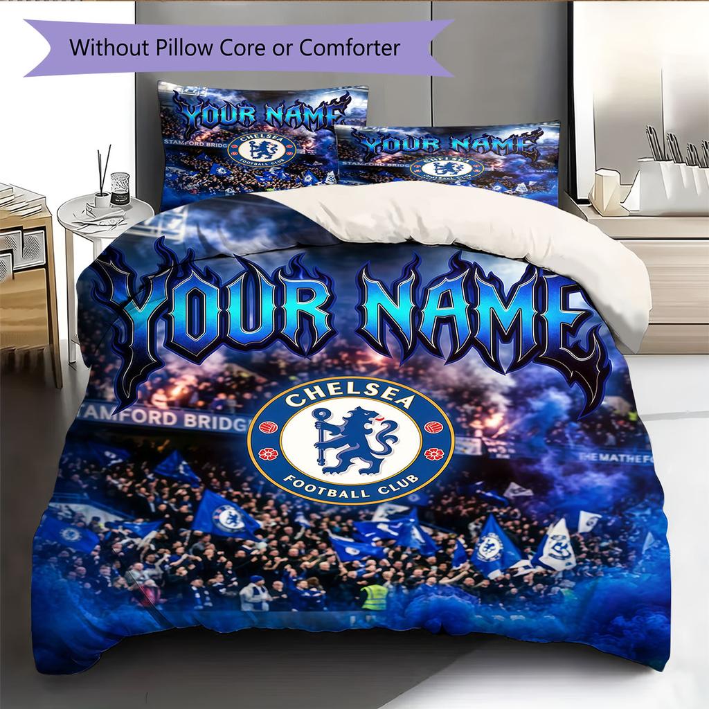 Custom Name,London Blues Chelsea Pattern Bedding Home Decoration Birthday Gift ( 1 Duvet Cover + 2 Pillowcase, Without Core),fan Merchandise.