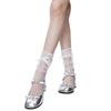 Lace bow ballet style polka dot short socks, summer thin sheer mesh girls' calf socks, Mary Jane socks
