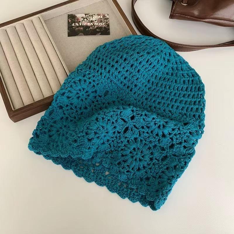 Handmade Hats Stacked Thin New Woven Hollow Retro Knitted Literary Bag Head Wool Hat Women