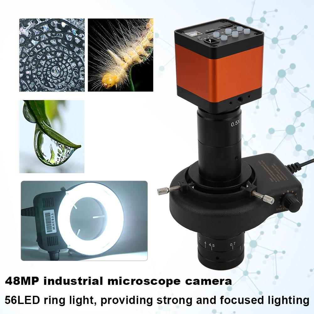 48MP High Definition USB Dual Output Industrial Microscope Camera with 180X Lens 56LED LightUS Plug 100 240V