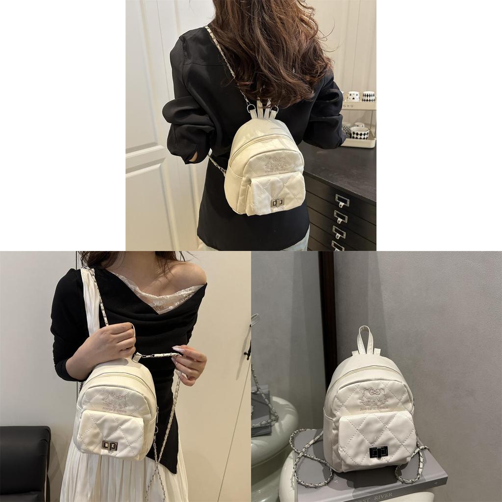 Small Pu Square Backpack For Women With Chain Strap And Street Style For Daily Use