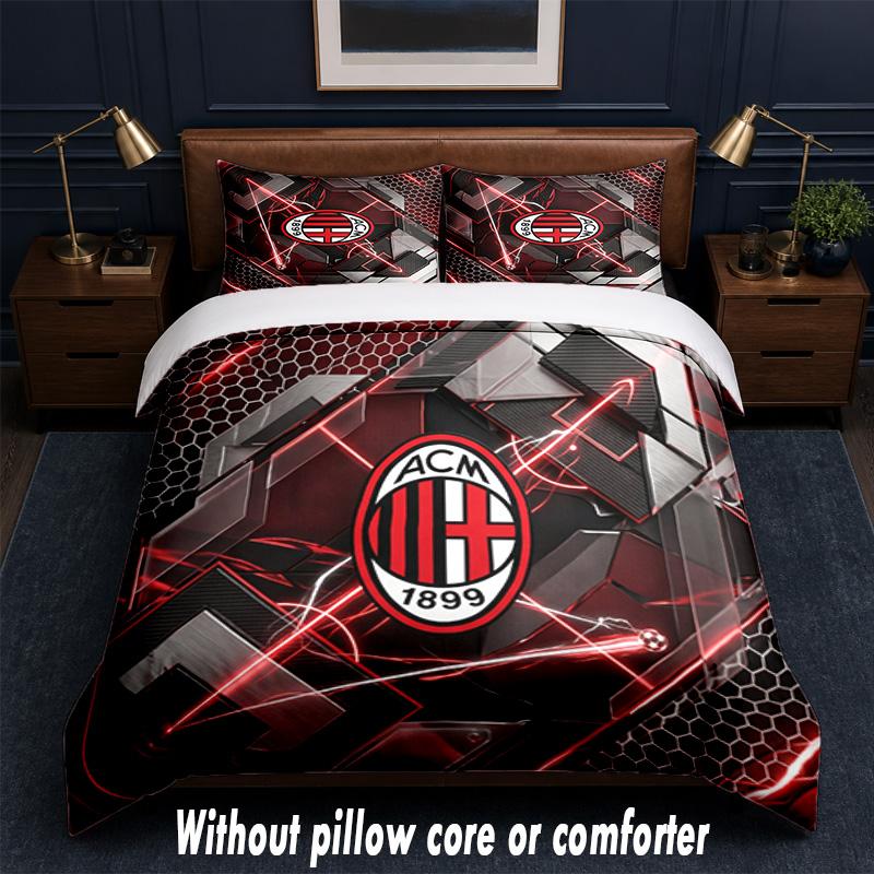 AC Milan Design Bed Bedding Set 1 Duvet Cover + 2 Pillowcases Soft Breathable Household Bed Linens