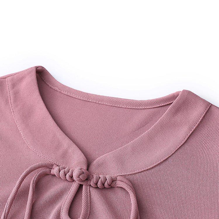 Elegant Spring Knit Two-Piece Set: Women's Chinese Style Long-Sleeve Cardigan for 40s and Up