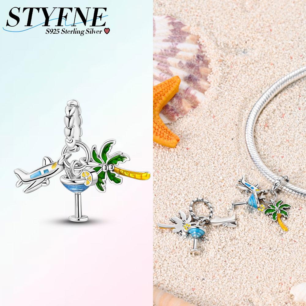 

Girl Charms Metal Coconut Tree Cocktail Airplane Pendants Fit Plata Original Bangle Jewellery Making Gifts Elegant Fashion Beautiful Lovely Exquisite