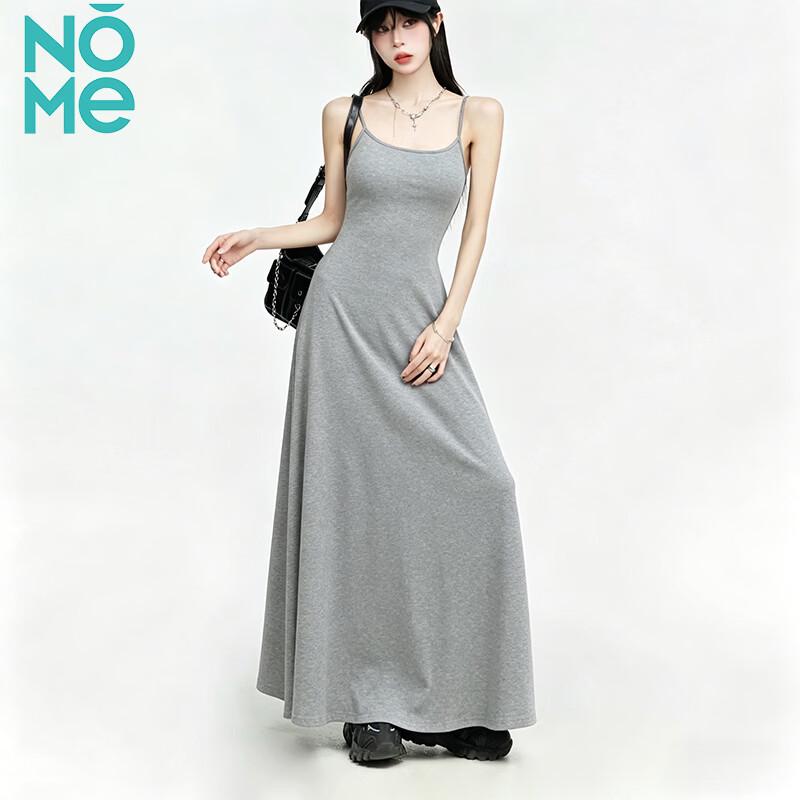 NOMe Elegant Slim-Fit A-line Strap Long Dress M серый