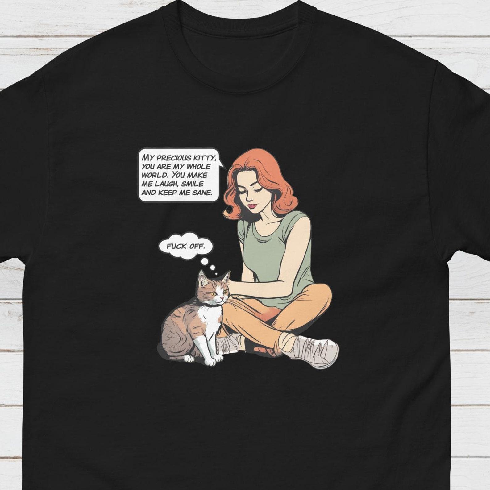 Cheeky Cat Cartoon T-Shirt, Funny Rude Graphic Tee S