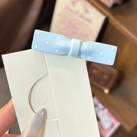 4Pcs Girl Hairpin Dot Print Hollow Bow Tie Design Hair Clips Lightweight Non-Damaging