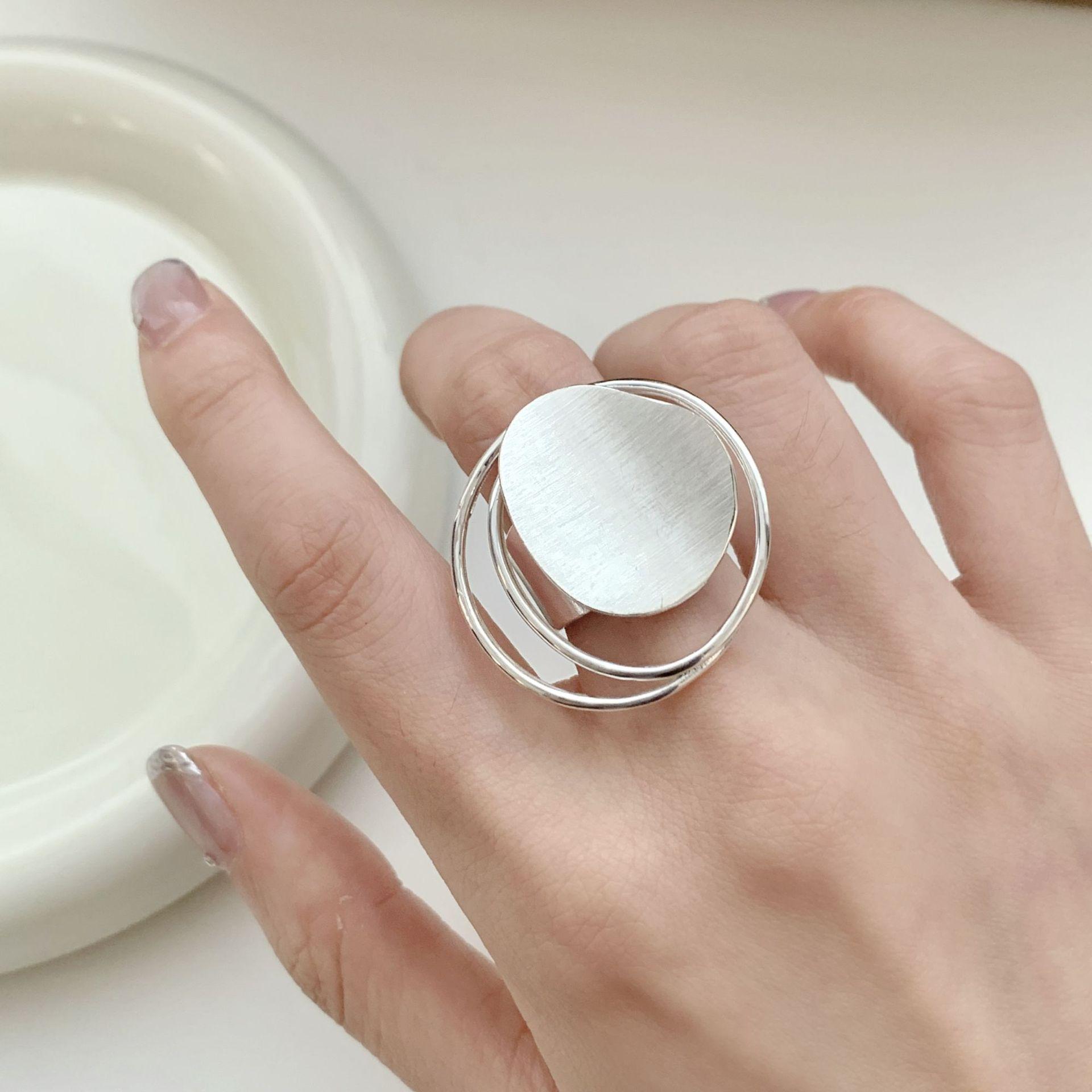 Geometric Brushed Matte Hip Hop Adjustable Women s Ring, Creative Index Finger Design Adjustable jz5002
