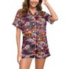 Women's Casual Fashion Halloween Printed Short Sleeve Home Suit