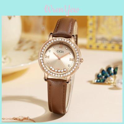 Fashion Quartz Watch For Women With Waterproof Mineral Glass And Leather Strap