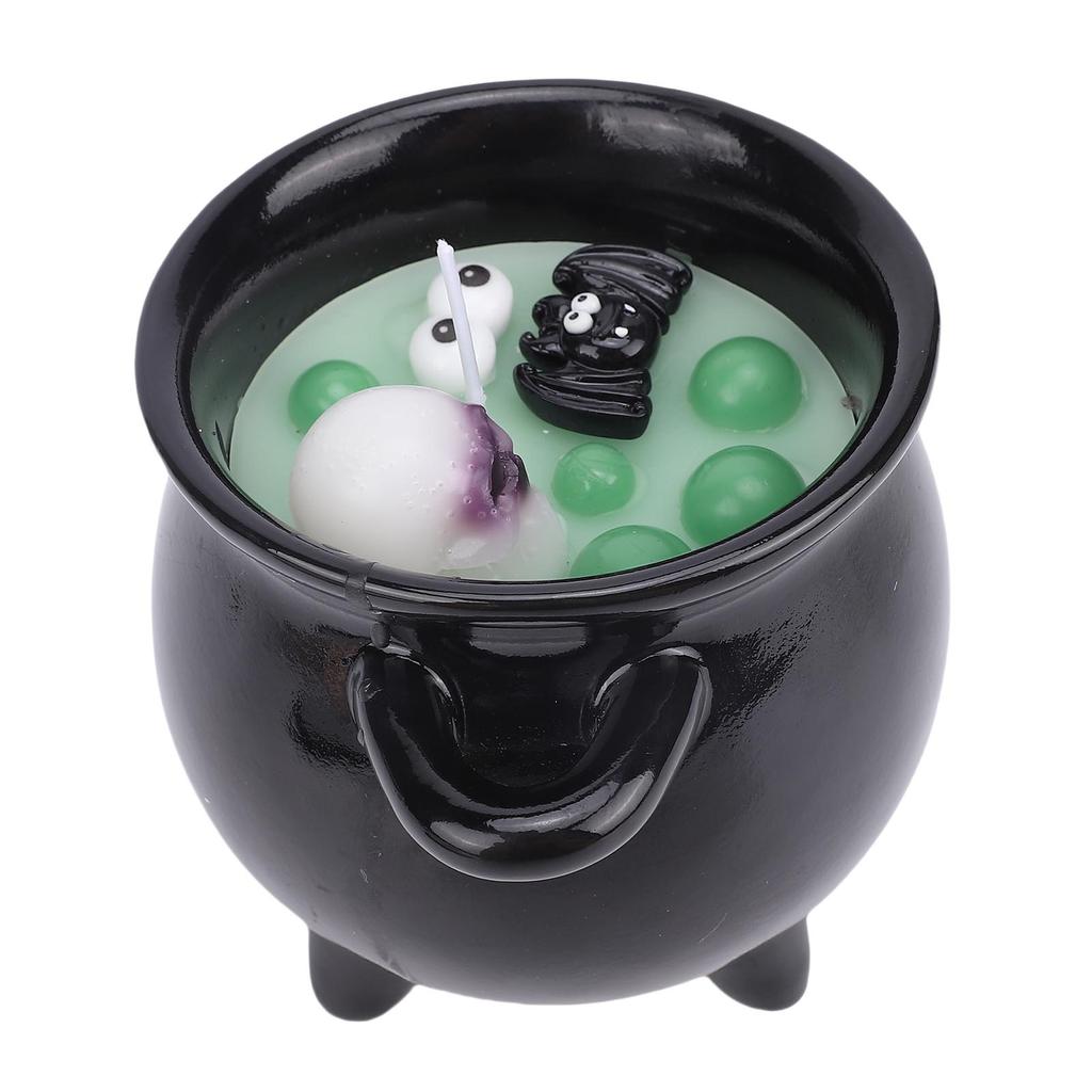 Witch Cauldron Candle Ceramic Reusable Gothic Skeleton Scented Candle Decoration for Birthday Bedroom Tabletop