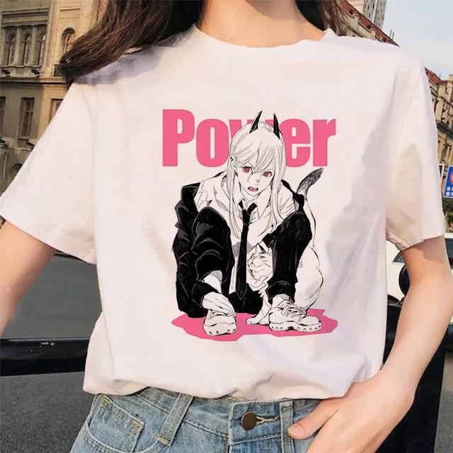Kettensäge Unisex T-Shirt Damen Japanischer Anime Gotische T-Shirts Grafik Y2k Kleidung Lustiges Cartoon Unisex Kurzarm T-Shirt Oberteile