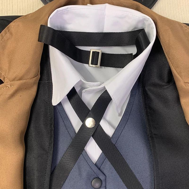 Anime Cosplay Bsd Black Long Coat Suit Outfits With Hat For Halloween Nakahara Chuuya Cosplay Costume