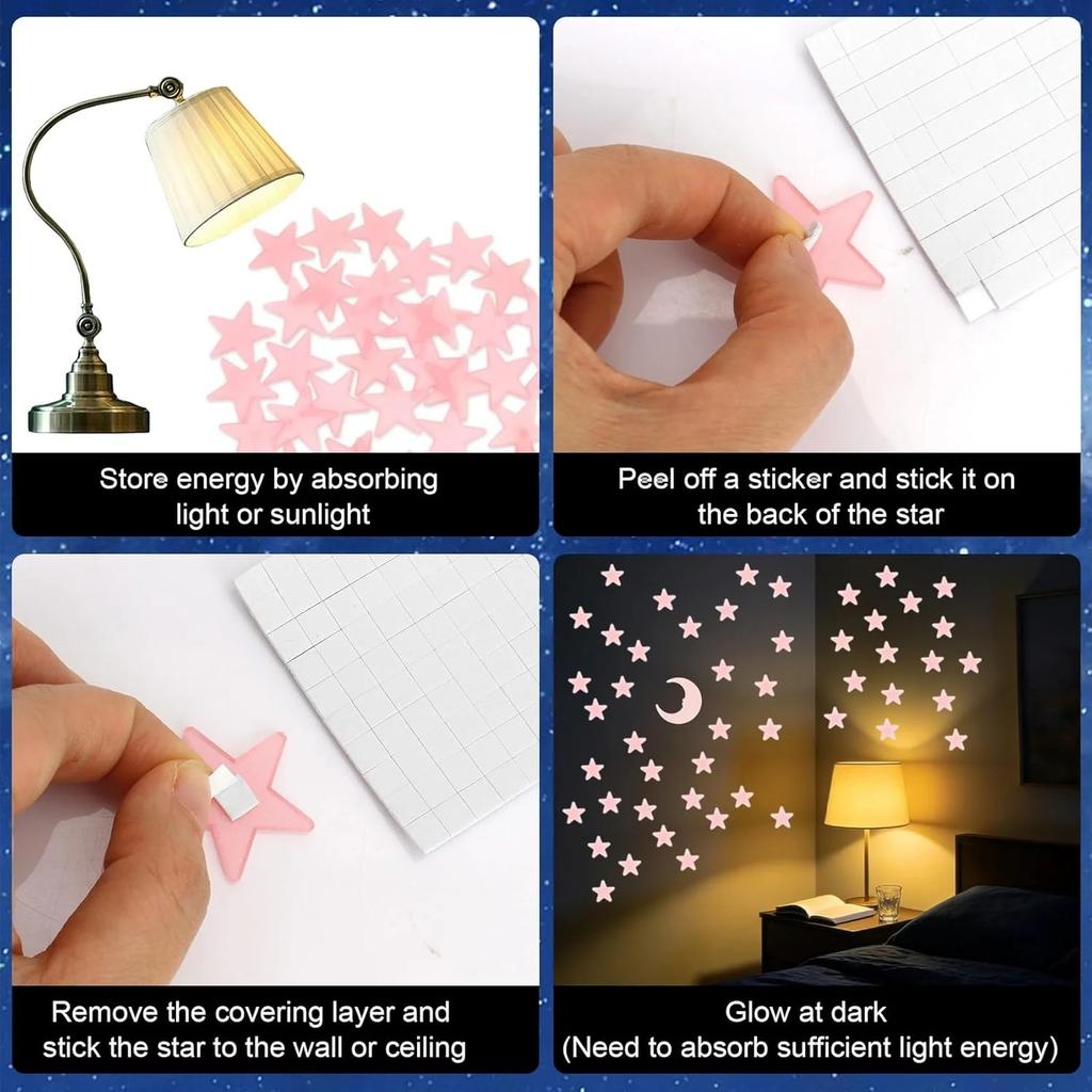 100Pcs Luminous Wall Stickers Glow In The Dark Stars Stickers For Kids Baby Rooms Colorful Fluorescent Home Room Decor Decals
