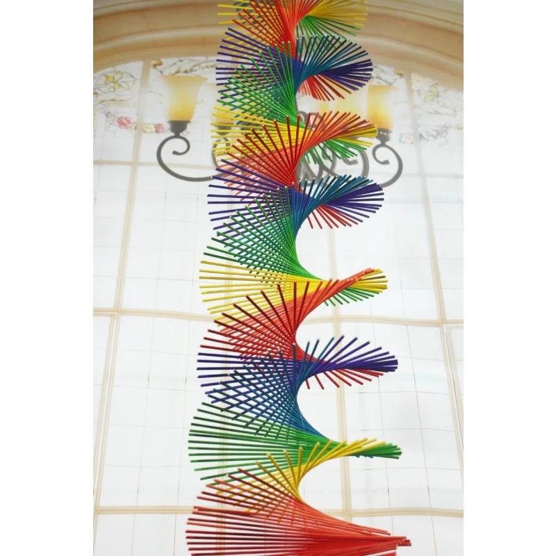 Colorful Wood Wind Chimes Rainbow Wind Spinner Mobile Chime Lawn Wind Spiral Party Home Decor Garden Ornament Decor DIY Pendant