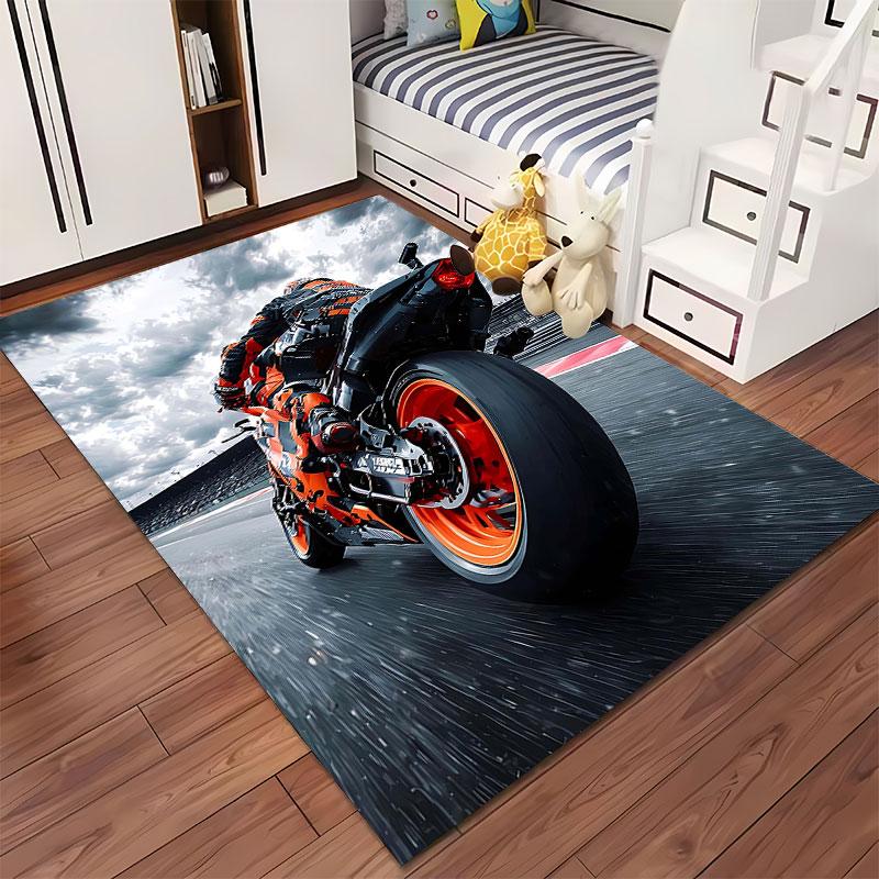 Racing Motorcycle Track Design suitable as a non-slip mat for the living room or bedroom sofa