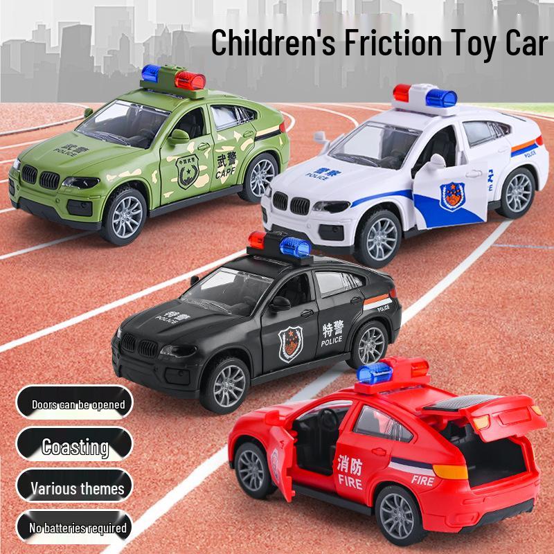 Kids' Inertial Police & Firefighter Toy Cars - Durable Models for Street Stalls & Night Market Gifts