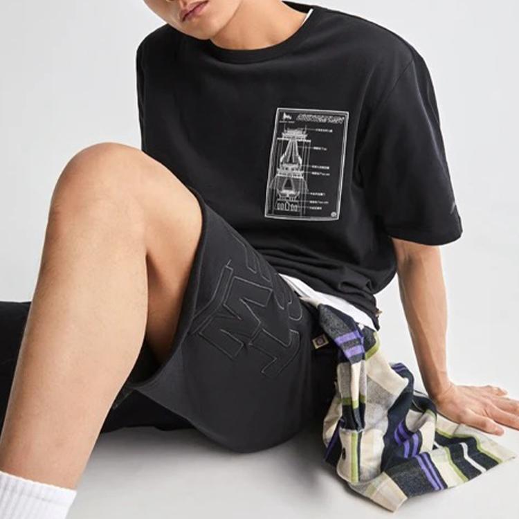 Li Ning CF Su Sports Fashion Series Huang Cheng Yan Yun Print Casual Shorts Men Shorts Black AKSR521-2