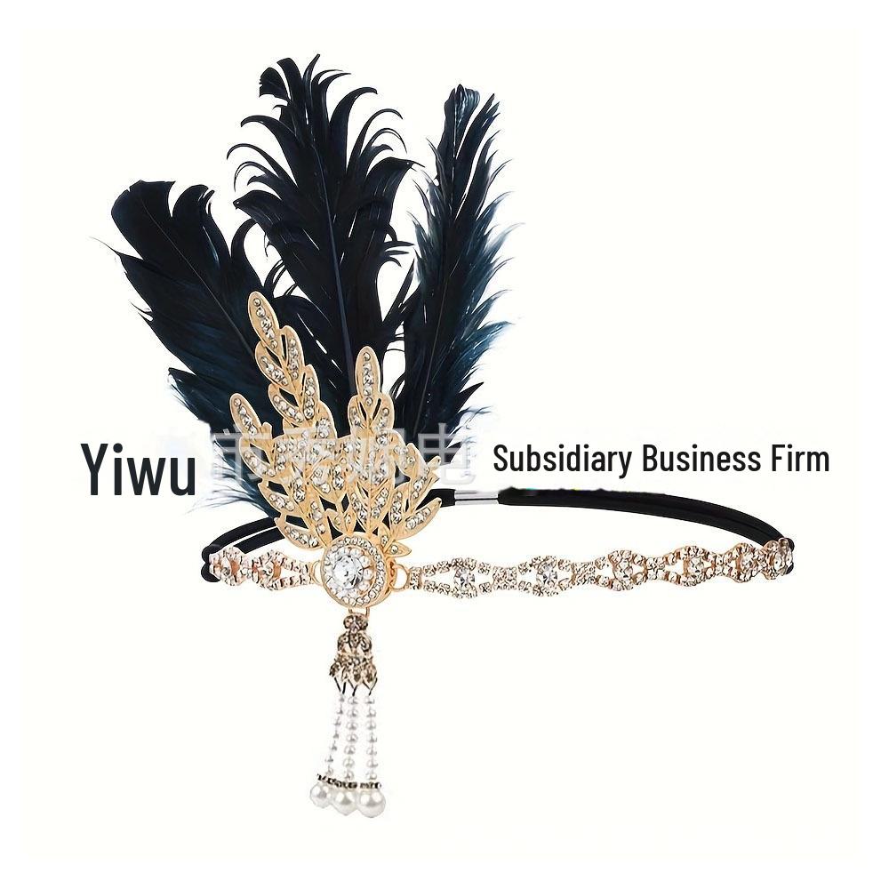 Cocar vintage de penas e strass para festa étnica ou palco