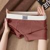 Men's Summer New Trend Simple Jacquard Cotton Breathable Comfortable Mid Waist Flat Angle Briefs
