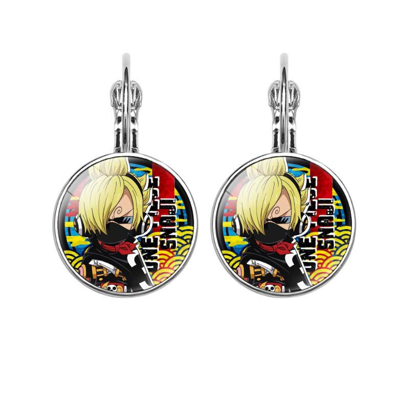 

One Momonosuke Attractive Piece Anime Gemstone Earrings Metal Jewelry Ear Sanji