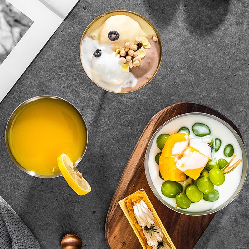 150/200ML Ice Cream Cups Salad Bowl Stainless Steel Bowl Dessert Fruit Plate Snack Dish Bar Wine Glasses Pudding Dish Tableware