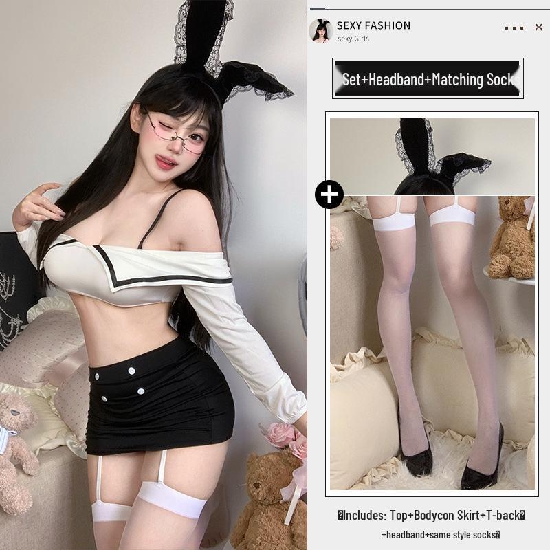 Quick Release Sensual Bunny Secretary Lingerie Set