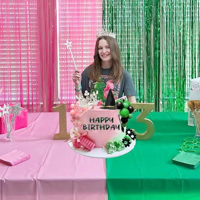 Witch Party Supplies Crown Witch Hat Pink Green Mini Balls Cake Topper Halloween Cake Decoration Balls for Birthday Cake Decor