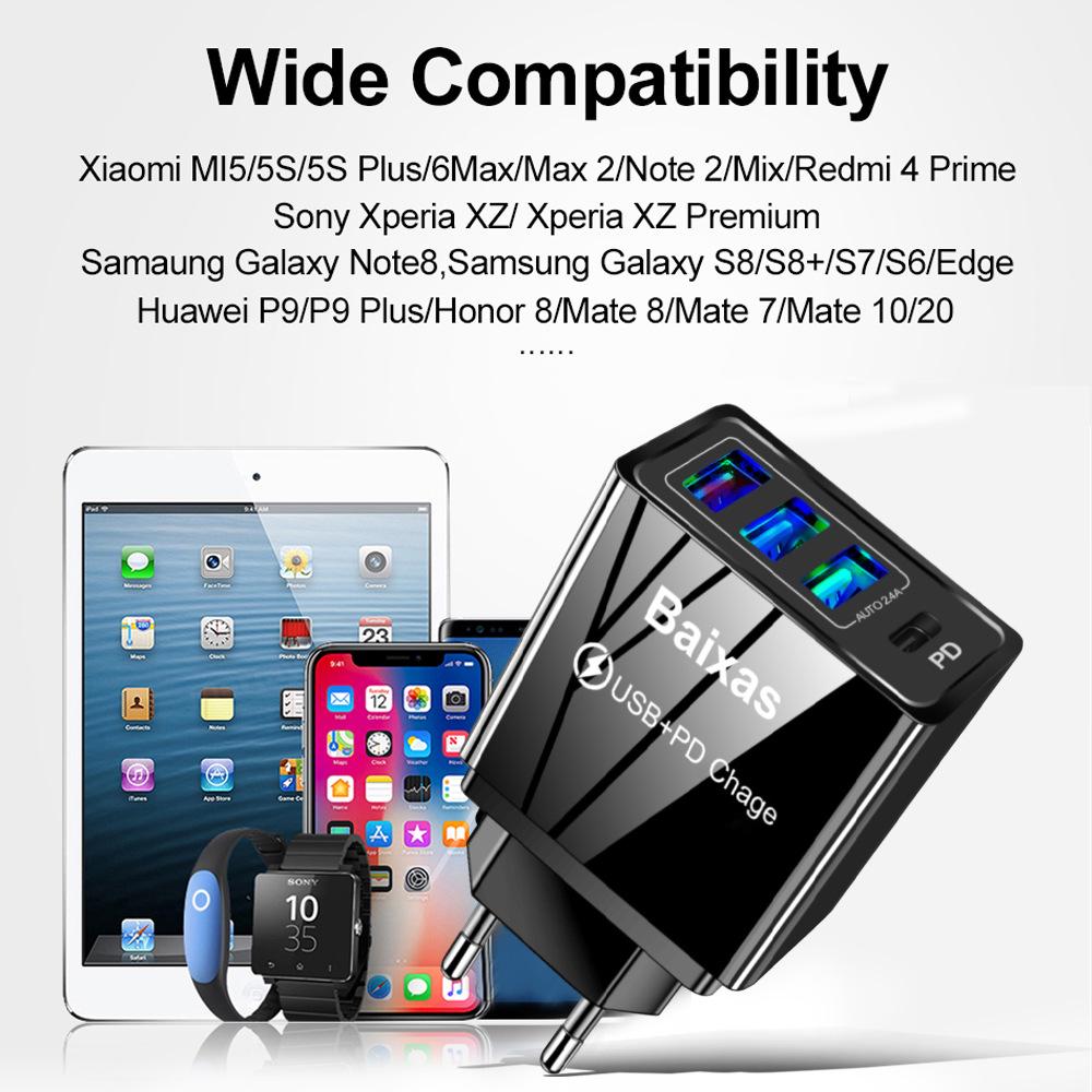 Universal 4-Port USB Travel Charger 5V/2.4A Fast Charging Adapter - AU/EU/UK/US Plug