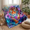 Galactic Tiger Journey Theme Blanket Lightweight Warm Flannel Blanket Decorative Throw Blanket for Home Decoration