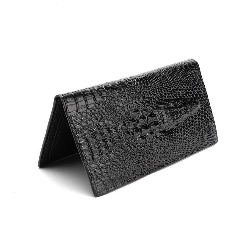 Men's Crocodile Patterned Long Wallets Vintage Design Business Card Holder Cash Purse GZW