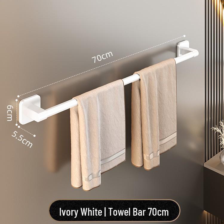 Toallero de un solo poste sin perforaciones de aluminio espacial en gris pistola con doble barandilla para baño