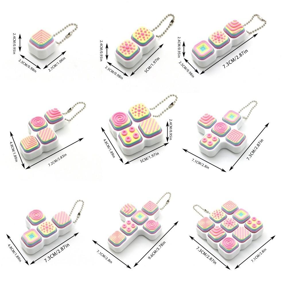 Cute 9 Keys Button Keycap Portable Push Button Clicker Keychain Decompression Keychain Pass The Time