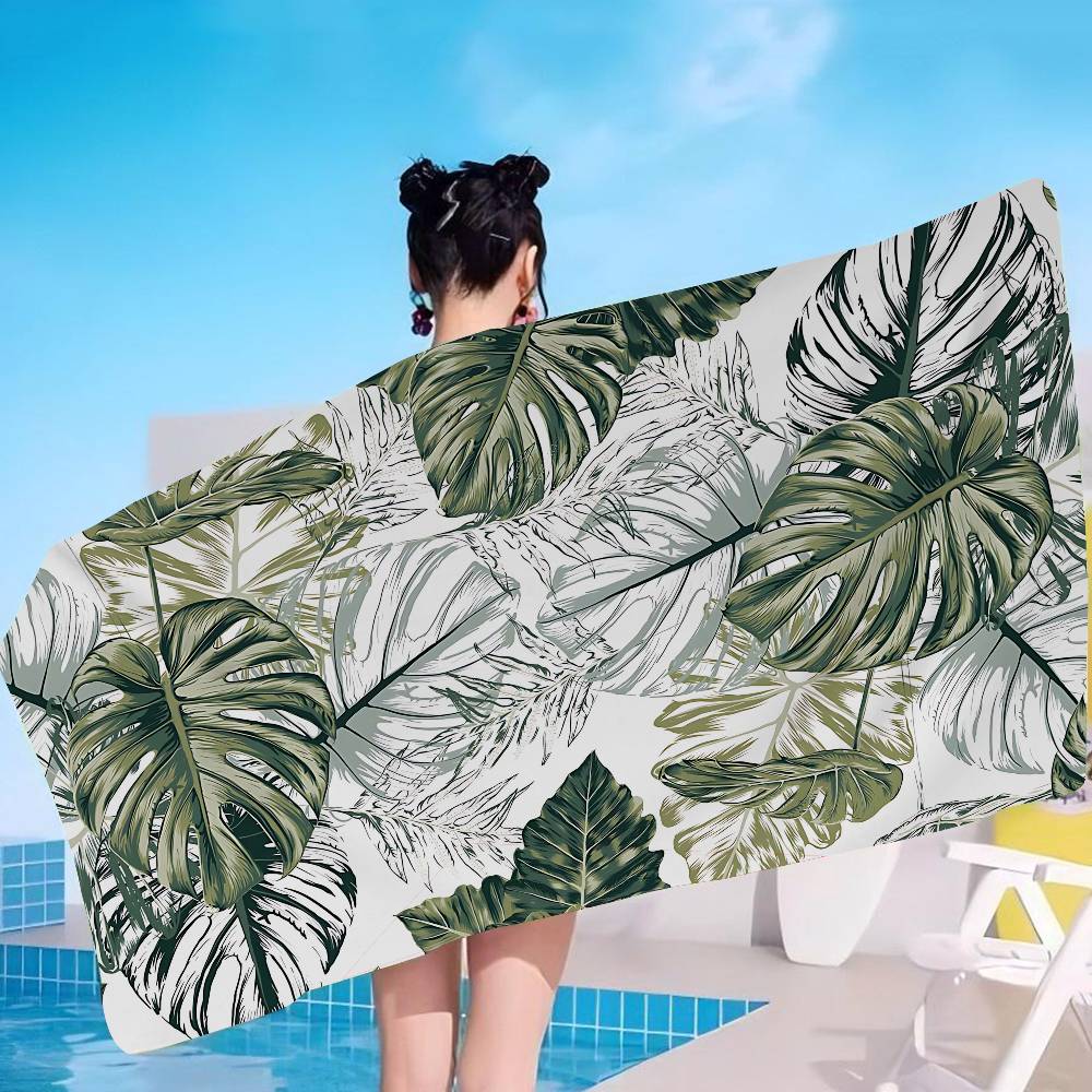 Klassisches Monstera Deliciosa Mikrofaser Strandtuch Saugfähig Schnelltrocknend Weich Yoga Schwimmen Resort Bergsteigen Handtuch