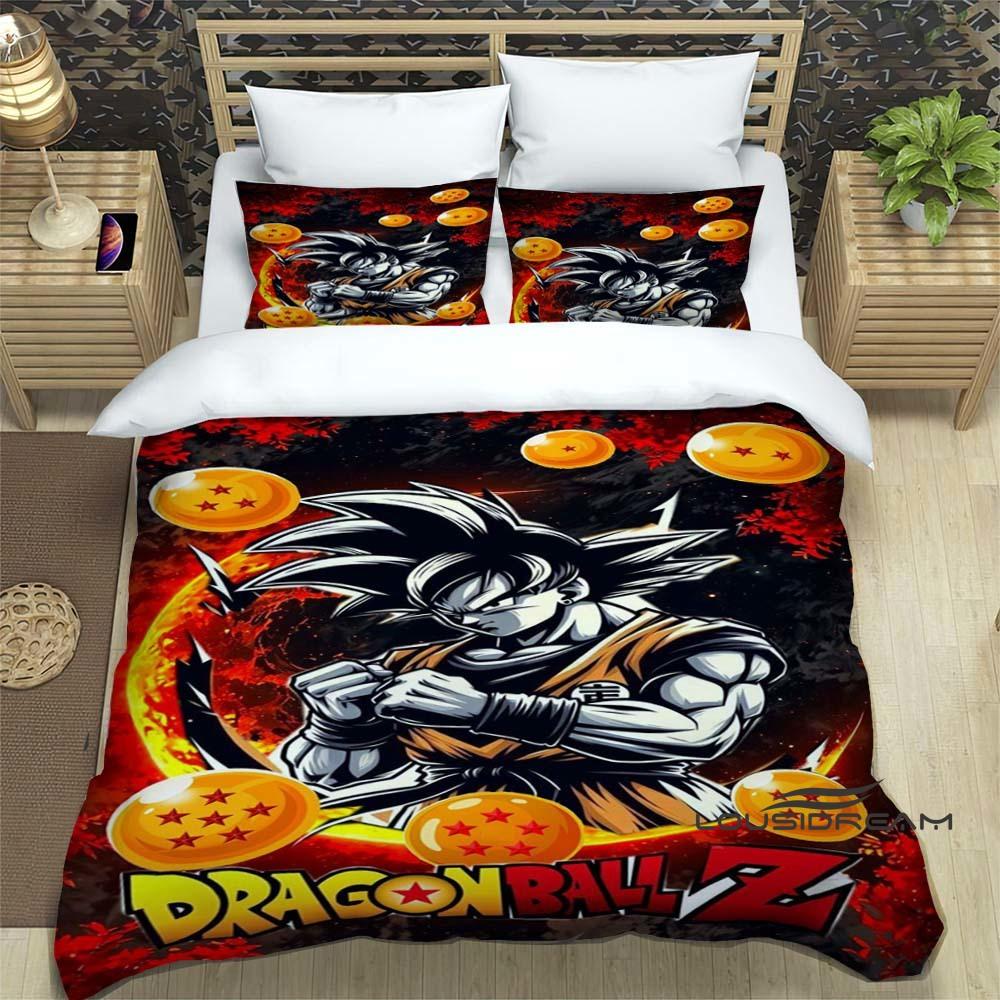 3D Dragon Ball Cartoon Bedding Set (3 Pieces) – Includes Duvet Cover and Pillowcases. Soft and Comfortable.