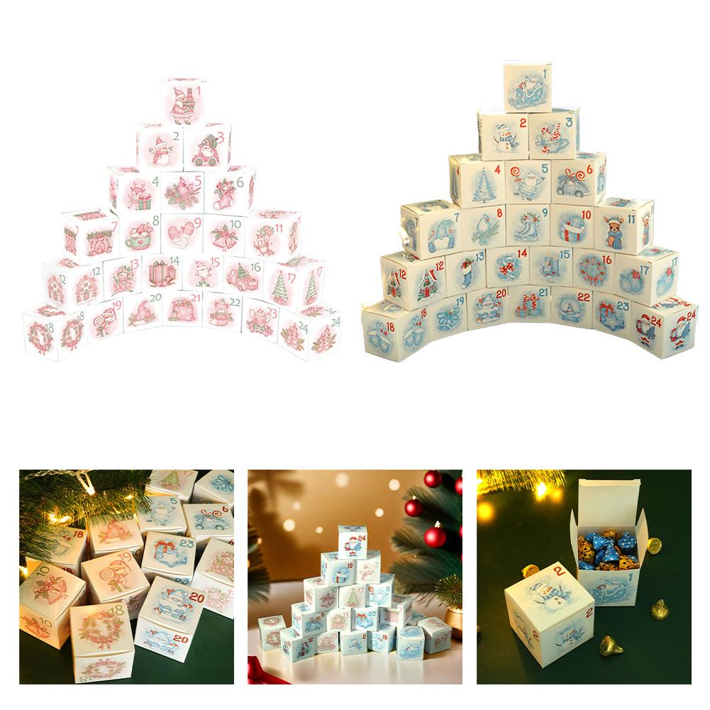 Advent Calendar Boxes for Christmas with 24 Foldable Paper Boxes Decorative Countdown for Small s and Holiday Treats Packaging
