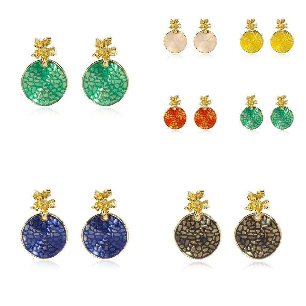 Elegant Alloy Floral Stud Earrings Assorted Colors Summer 2021 Fashion
