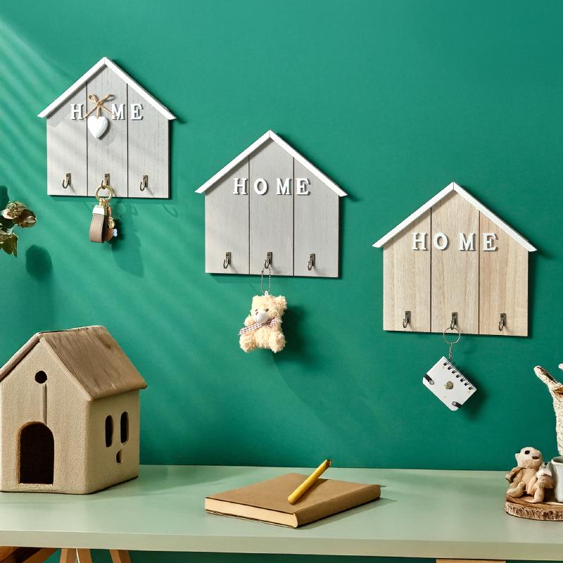 Wooden Wall-Mounted Key and Coat Hook – Punch-Free Door Hanger for Entryway